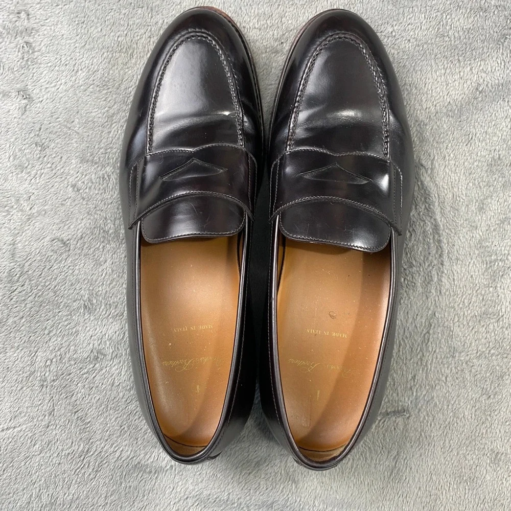 Brooks Brothers Penny Loafers Mens 10.5 Golden Fleece Burgundy Leather Italy